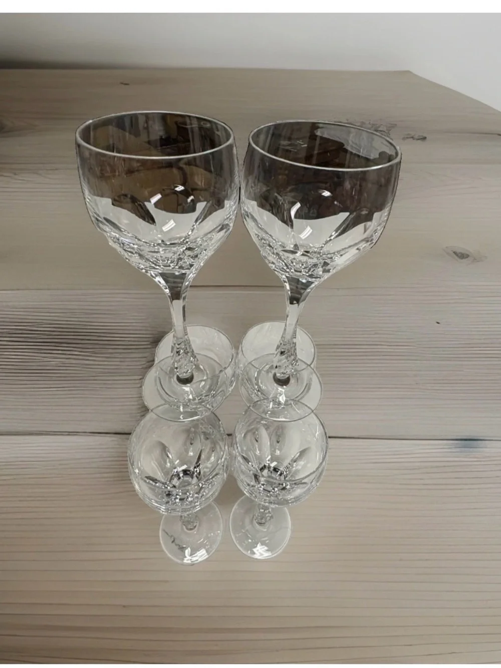 Crystal Cut Wine Glasses - Clear Stemware Set